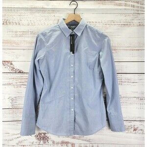 BANANA REPUBLIC RILEY SHIRT Womens Sz 4 Blue Dress Shirt Office Work Casual NWT